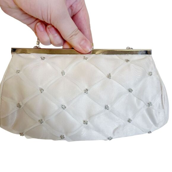 Vintage White Quilted Evening Bag Clutch - Picture 3 of 8